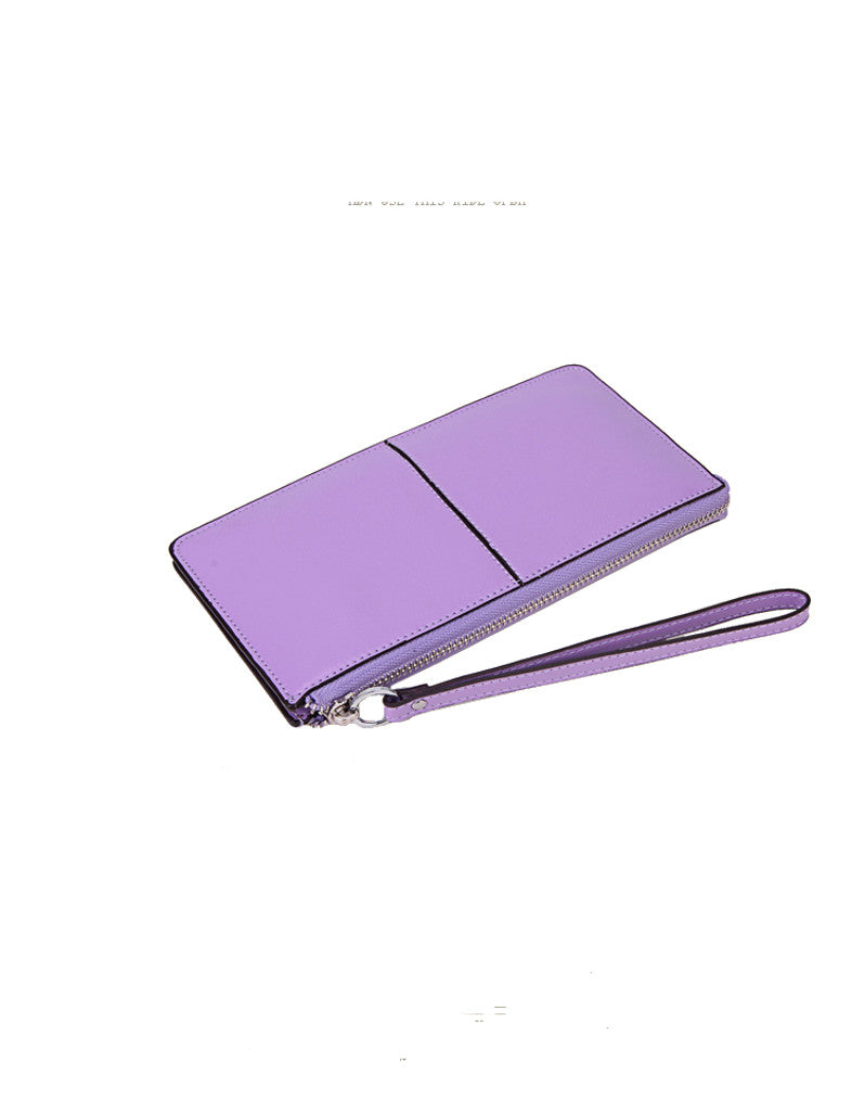 Genuine leather long wallet with wristlet strap (more colours)