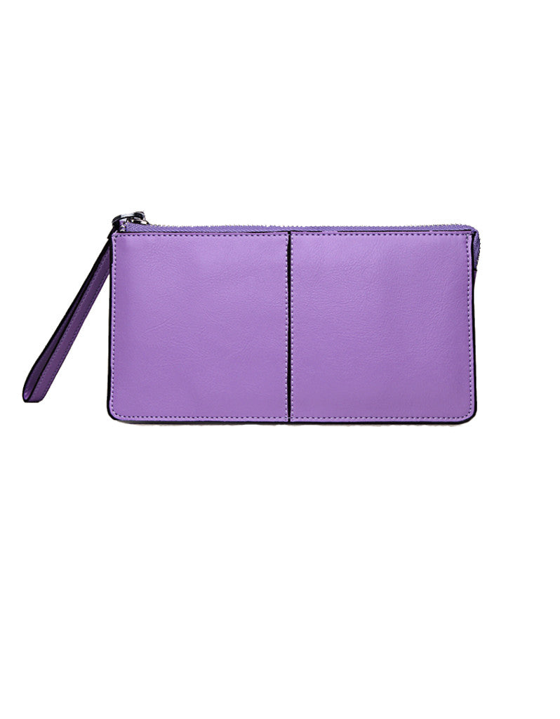 Genuine leather long wallet with wristlet strap (more colours)