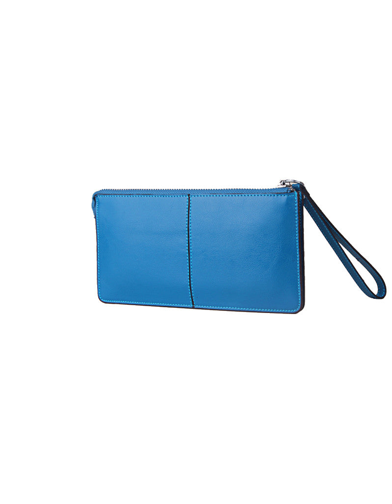 Genuine leather long wallet with wristlet strap (more colours)