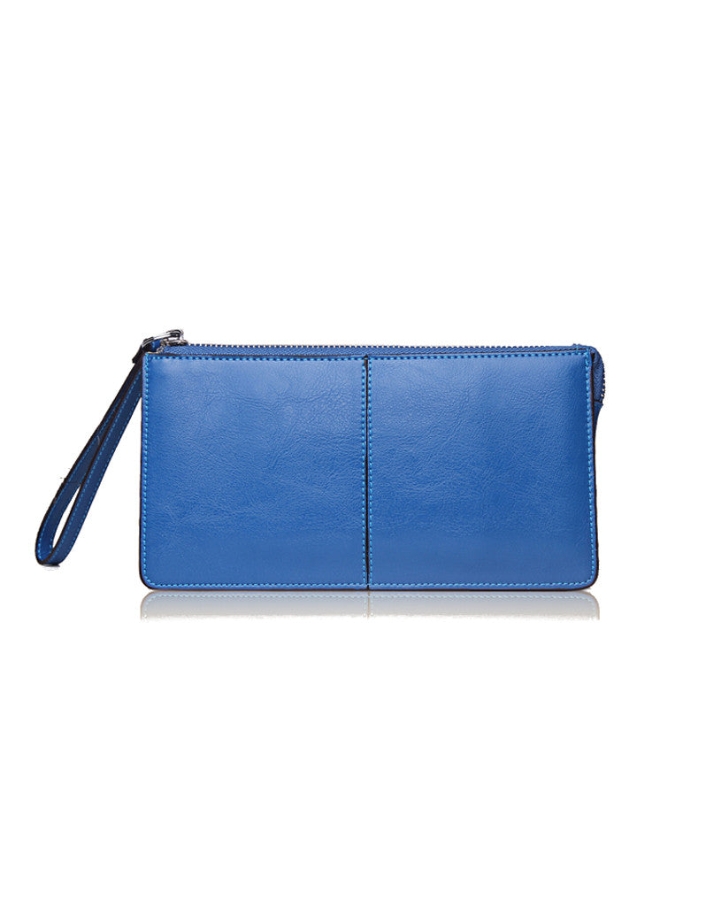 Genuine leather long wallet with wristlet strap (more colours)