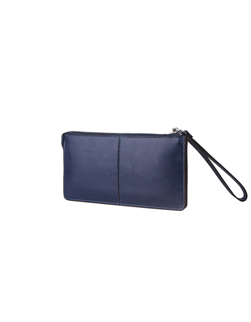 Genuine leather long wallet with wristlet strap (more colours)