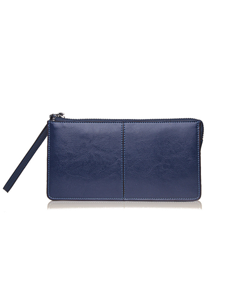 Genuine leather long wallet with wristlet strap (more colours)