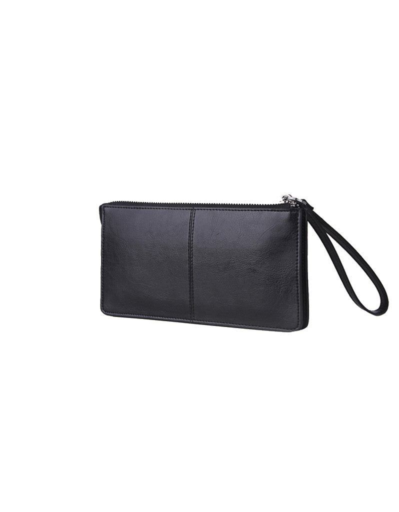 Genuine leather long wallet with wristlet strap (more colours)