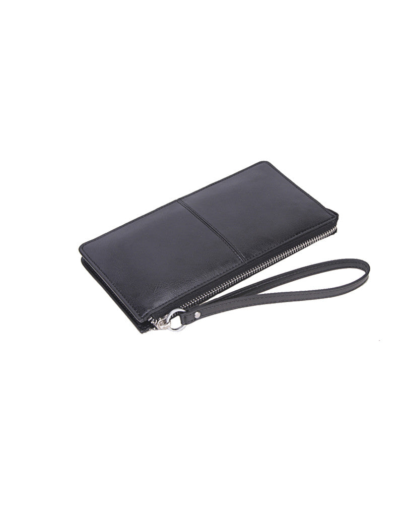 Genuine leather long wallet with wristlet strap (more colours)