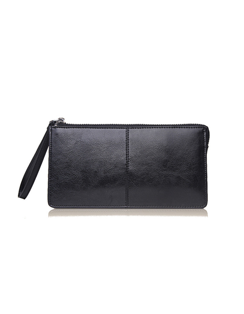 Genuine leather long wallet with wristlet strap (more colours)