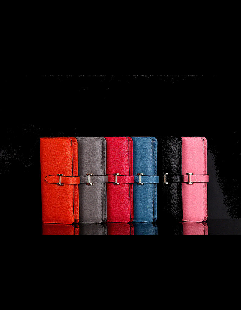 Genuine leather long wallet with slip-on closure (more colours)