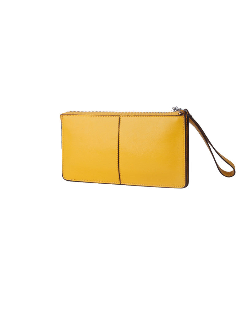 Genuine leather long wallet with wristlet strap (more colours)