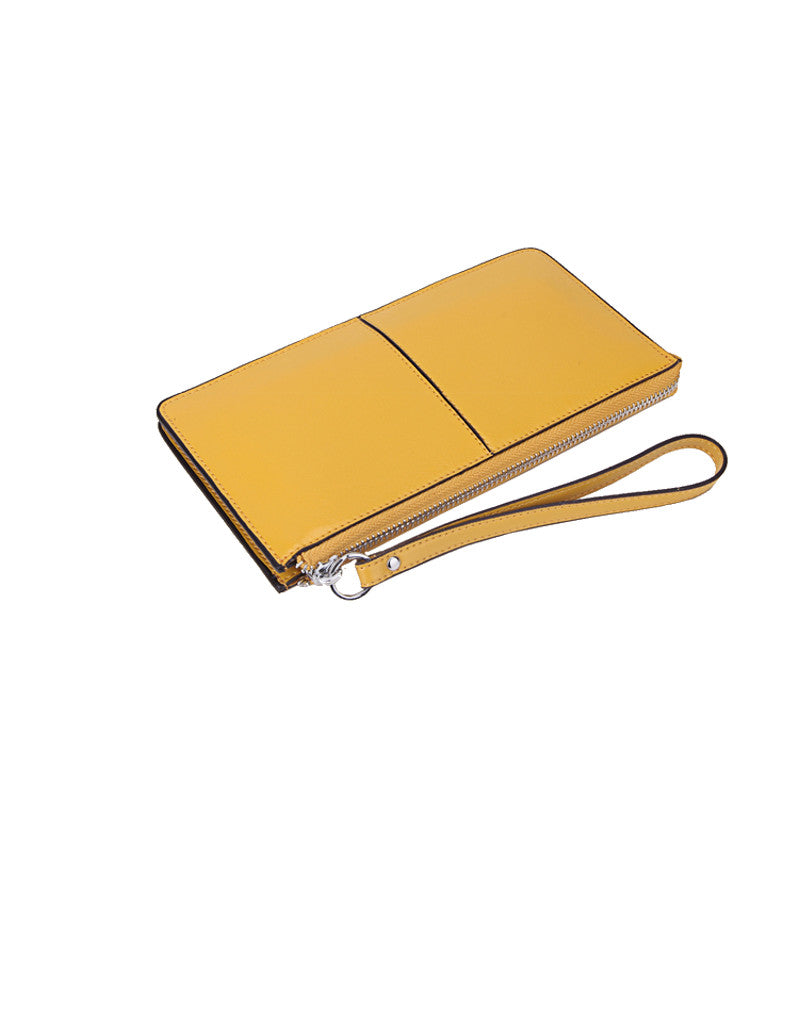 Genuine leather long wallet with wristlet strap (more colours)