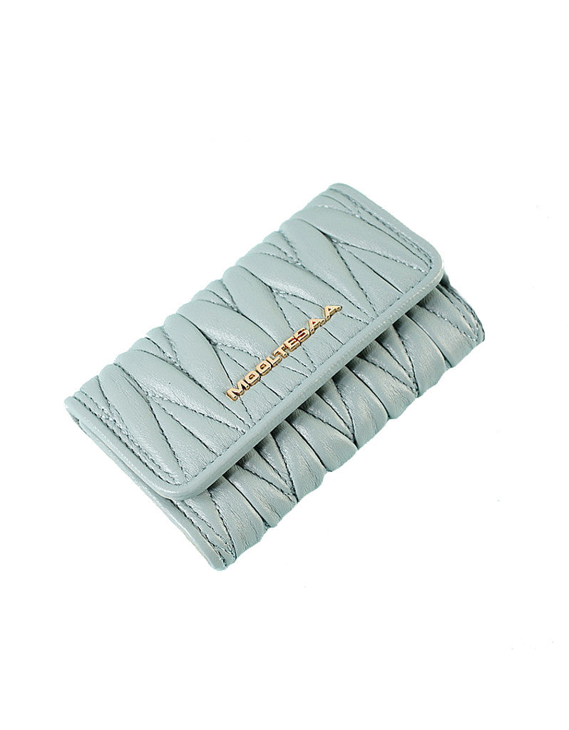 Genuine sheepskin leather key pouch with matelassé design (more colours)