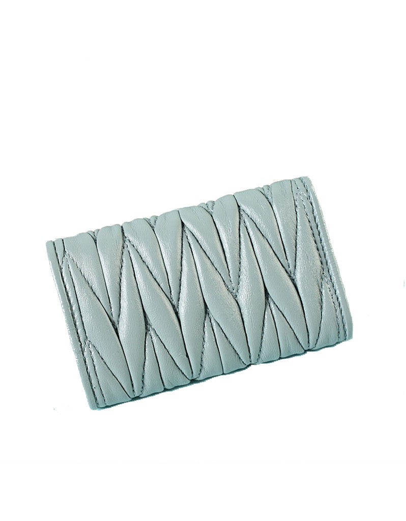 Genuine sheepskin leather key pouch with matelassé design (more colours)