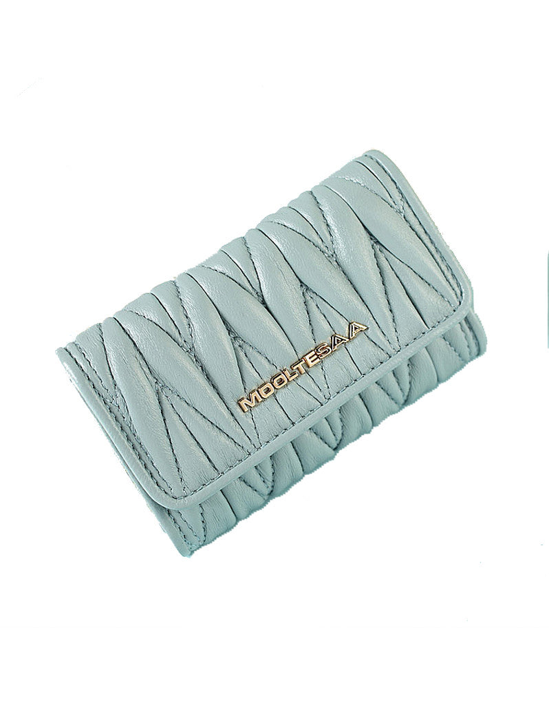 Genuine sheepskin leather key pouch with matelassé design (more colours)