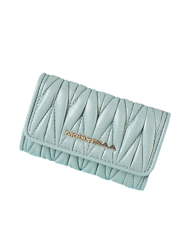 Genuine sheepskin leather key pouch with matelassé design (more colours)