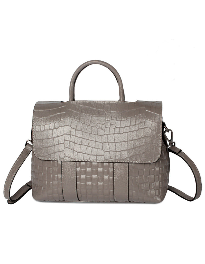 Genuine leather shoulder bag with clamshell opening and crocodile prints (more colours)