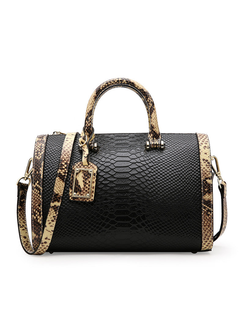 Genuine leather snakeskin print Boston bag (more colours)