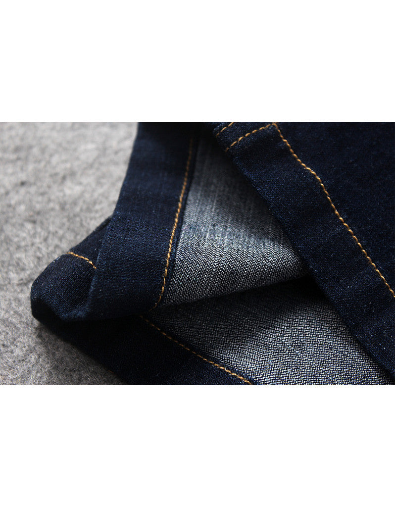 Embellished mid-length sleeve tailored denim mid-length dress