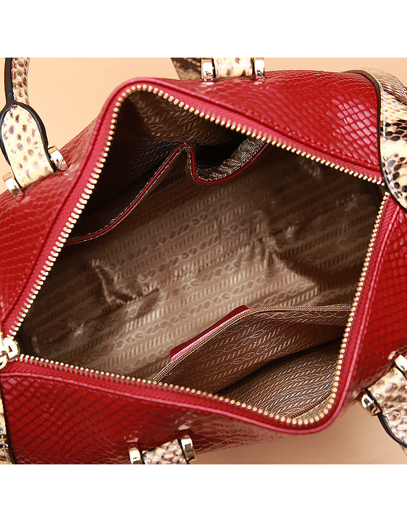 Genuine leather snakeskin print Boston bag (more colours)