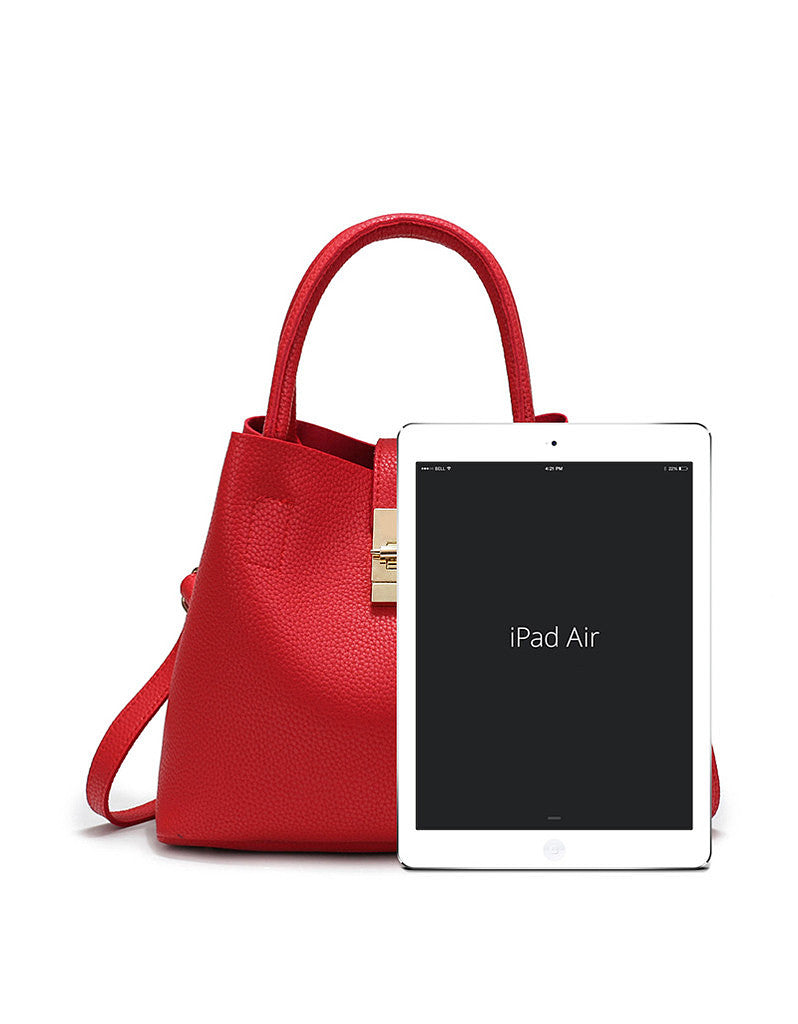 PU leather shoulder bag with twist lock and detachable inner bag (more colours)