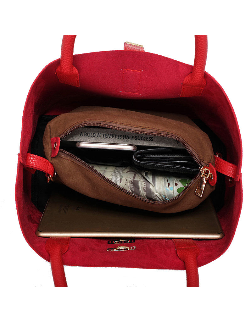 PU leather shoulder bag with twist lock and detachable inner bag (more colours)