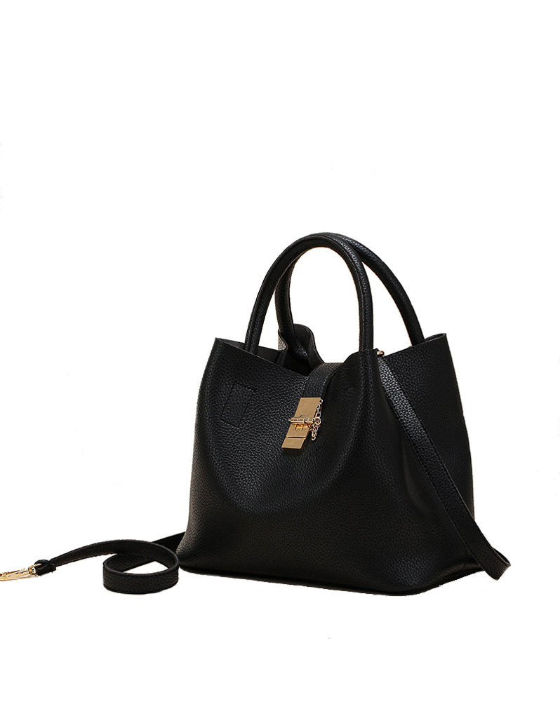 PU leather shoulder bag with twist lock and detachable inner bag (more colours)