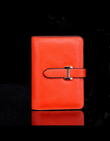 2-fold PU leather long wallet with laser-cut leaf design (more colours)