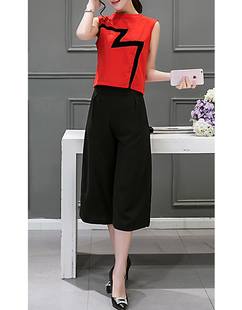 Lightning sleeveless top with mid-length culottes (More colours)