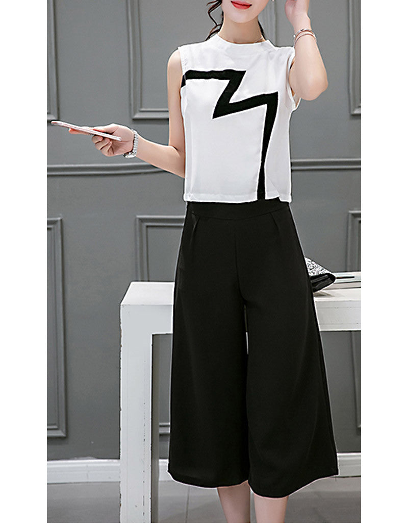 Lightning sleeveless top with mid-length culottes (More colours)