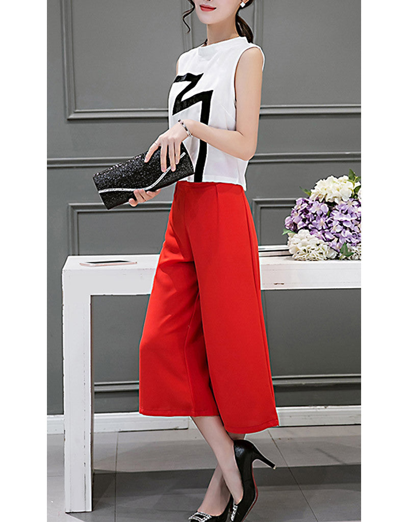 Lightning sleeveless top with mid-length culottes (More colours)