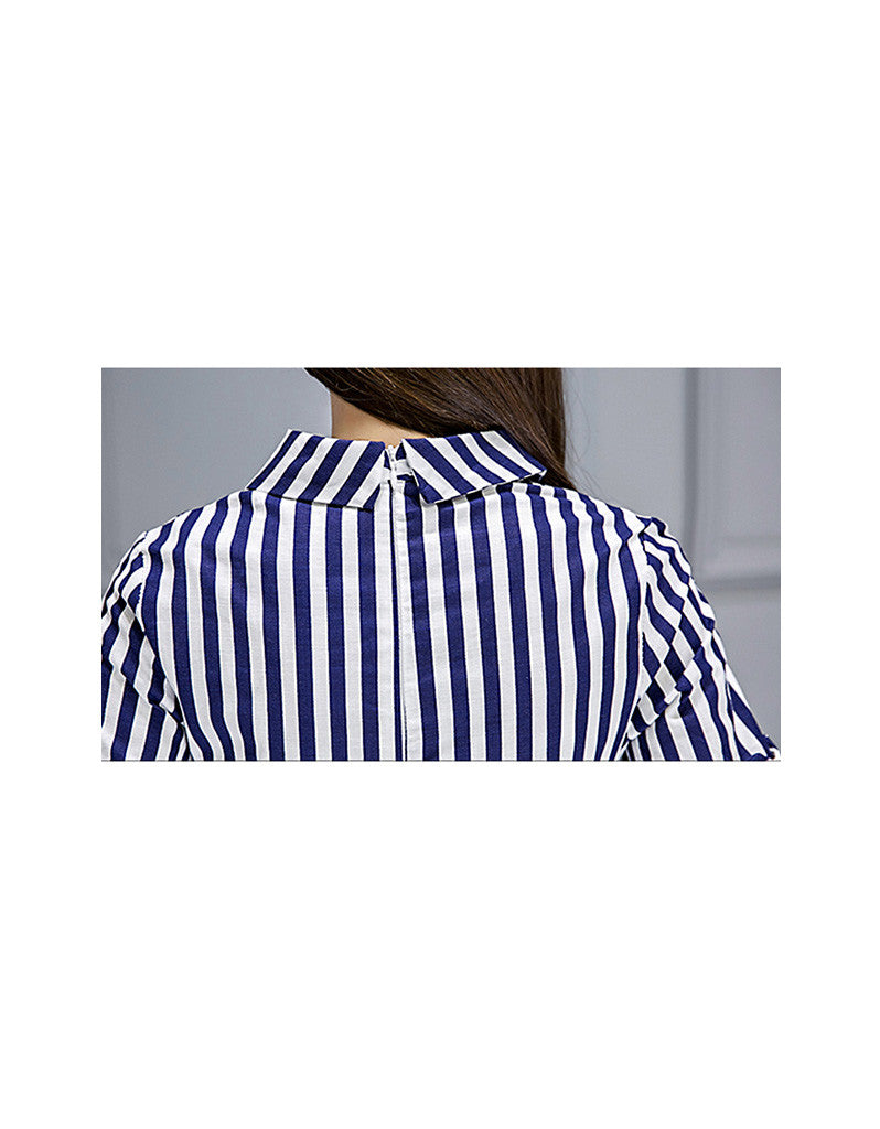 Short sleeve striped mid-length dress (More colours)