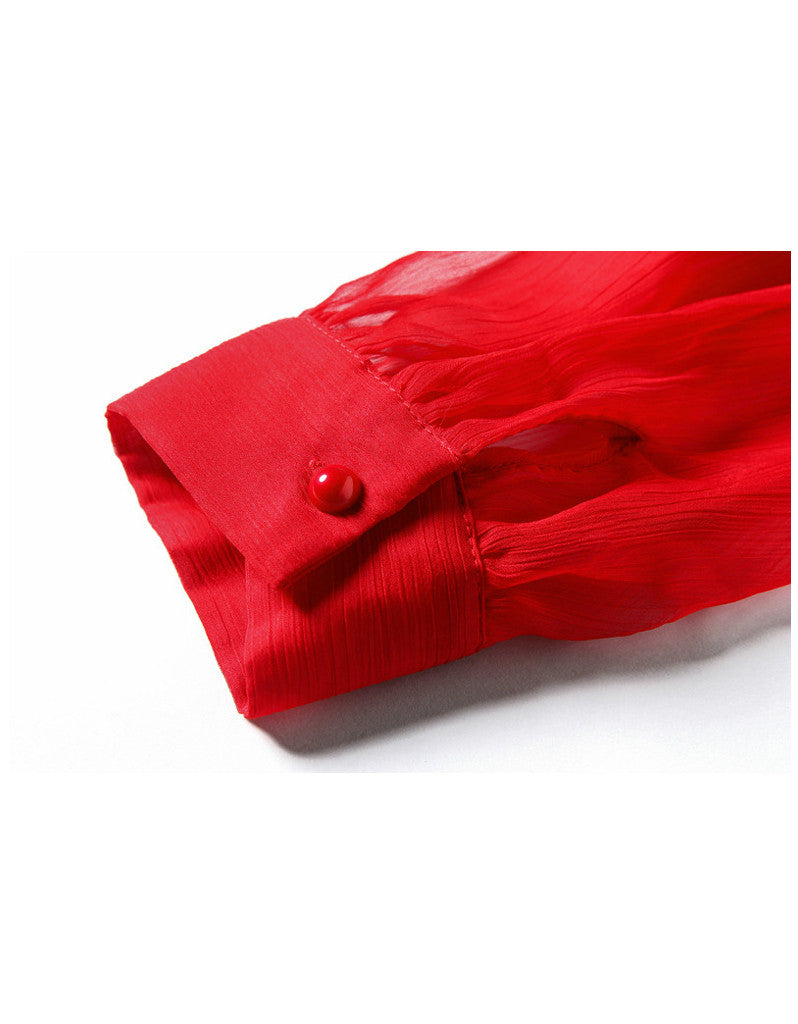 Long sleeve chiffon laced short dress (More colours)