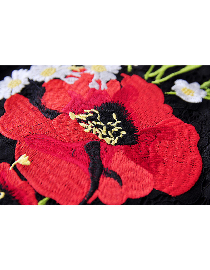 Mid-length sleeve embroidered long dress