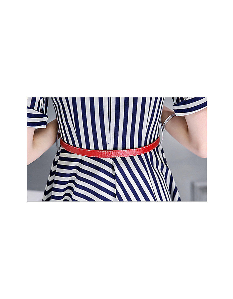 Short sleeve striped mid-length dress (More colours)