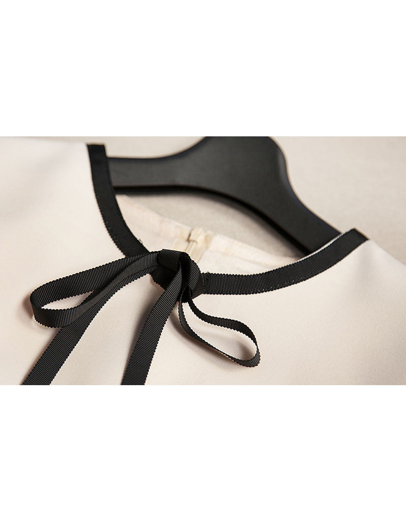 Short sleeve embroidered tailored mid-length dress (More colours)