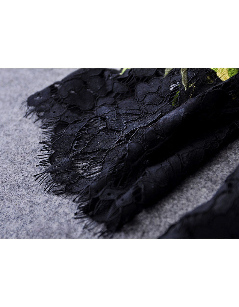 Mid-length sleeve embroidered long dress