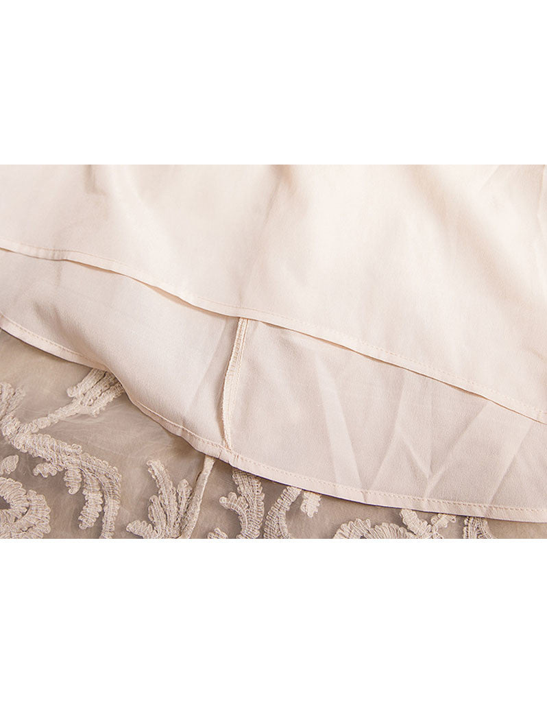 Mid-length sleeve sewn-on pattern short dress