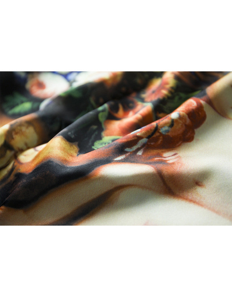 Long sleeve silk printed top