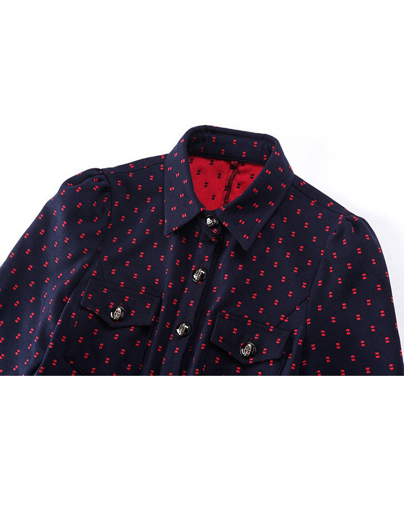 Mid-length sleeve patterned mid-length dress (More colours)