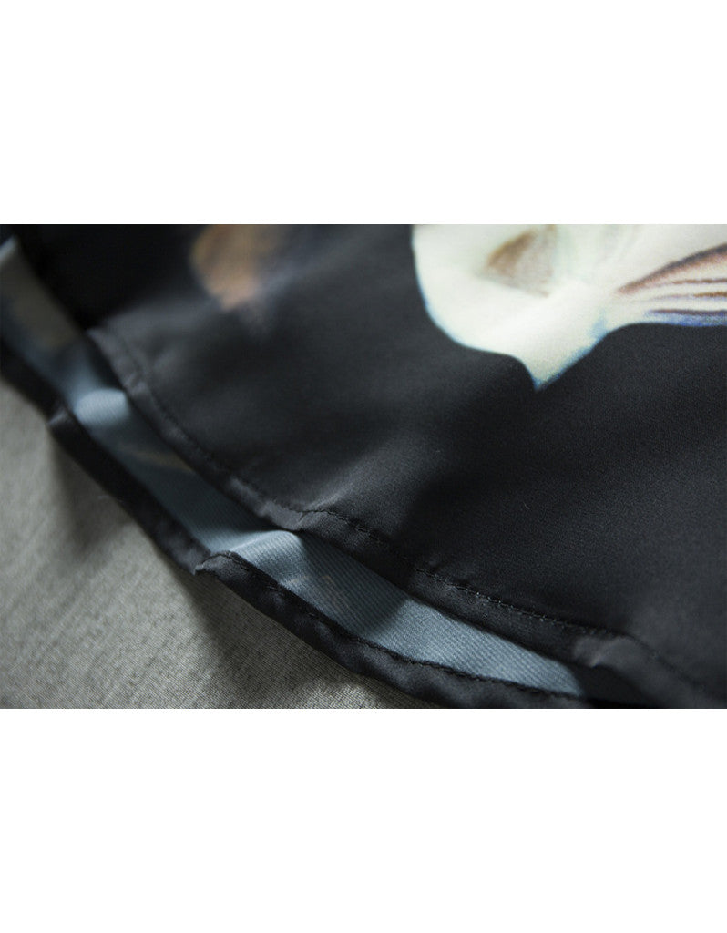 Long sleeve silk printed top