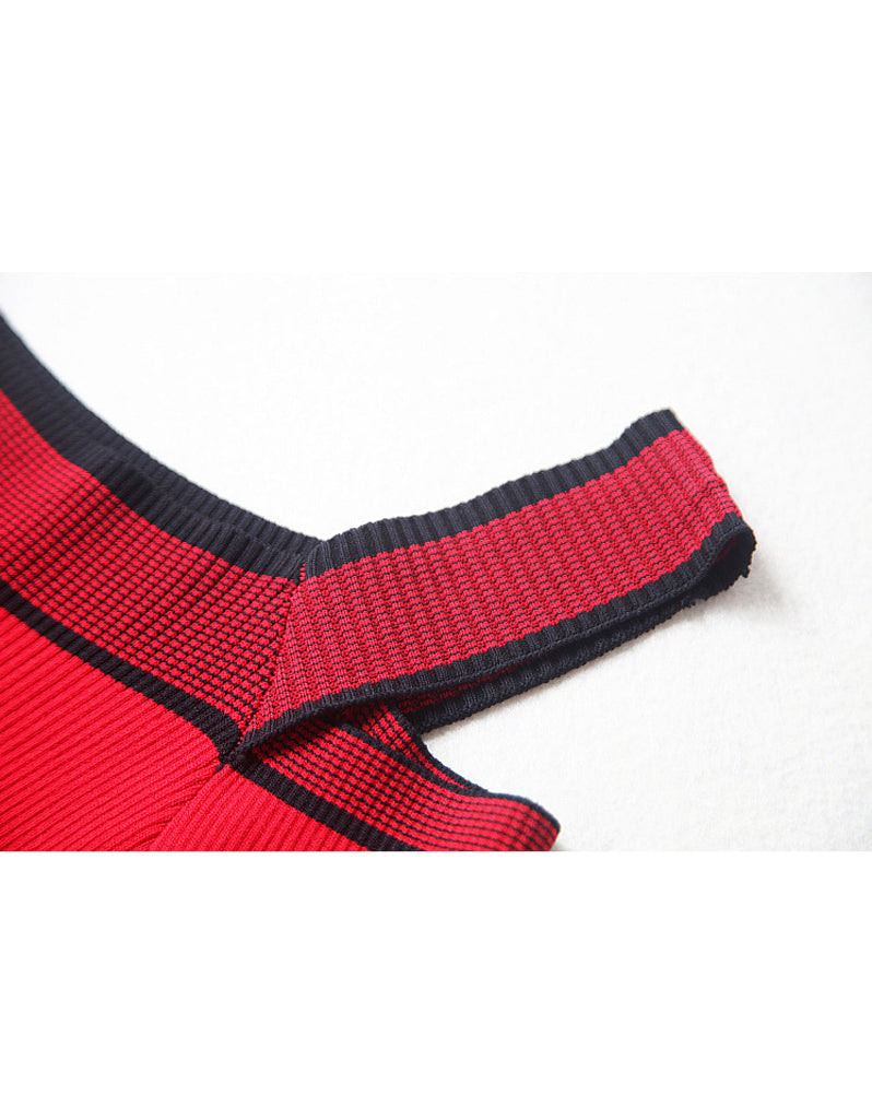 Knitted off shoulder striped dress (More colours)