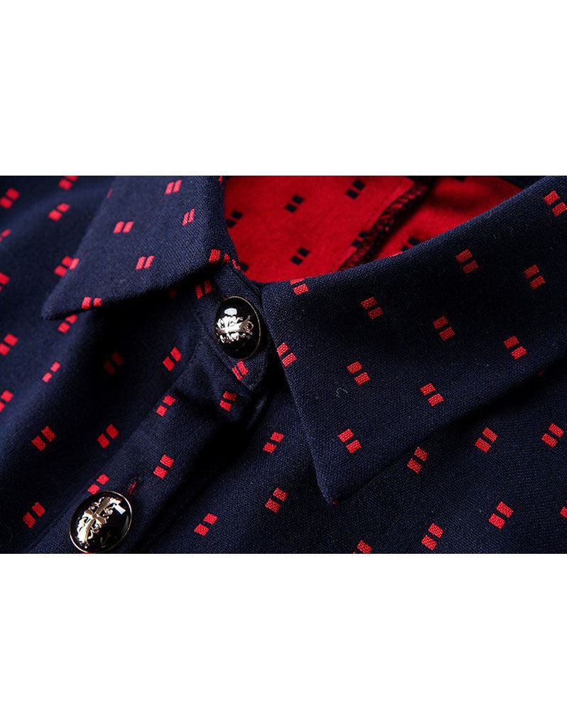 Mid-length sleeve patterned mid-length dress (More colours)