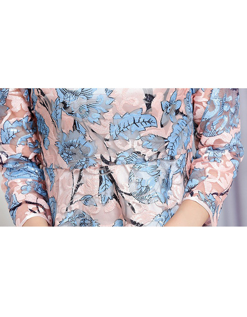 Mid-length sleeve short cheongsum with sewn-on sequins