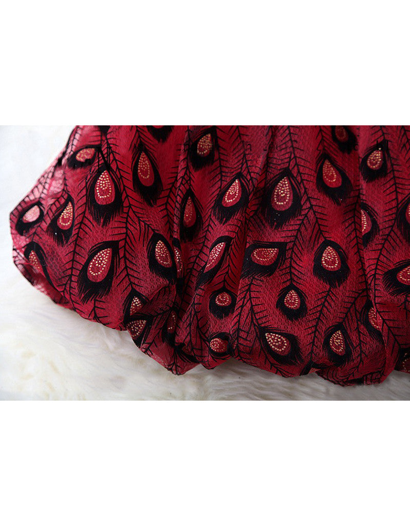 Sleeveless dress with peacock pattern (More colours)