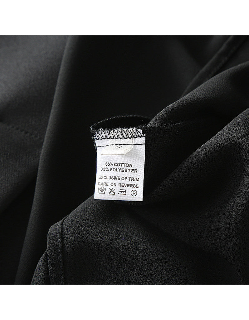 Long sleeve half chiffon top and tailored mid-length skirt