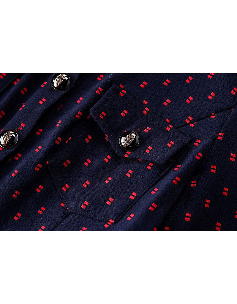 Mid-length sleeve patterned mid-length dress (More colours)