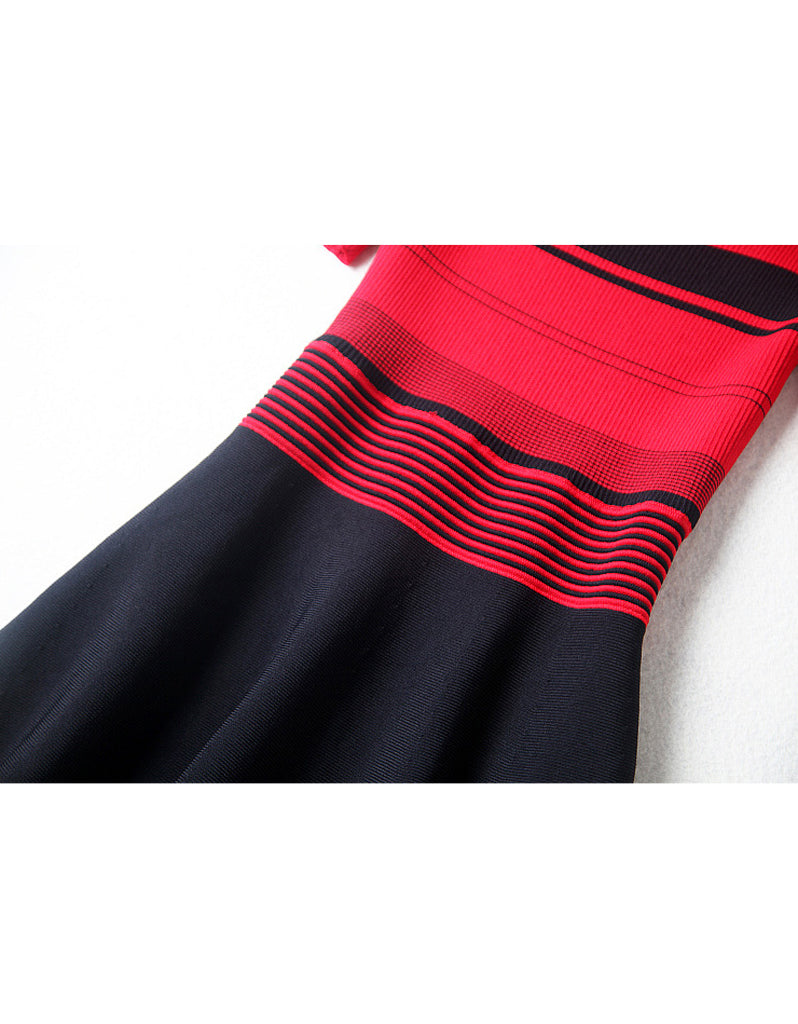 Knitted off shoulder striped dress (More colours)