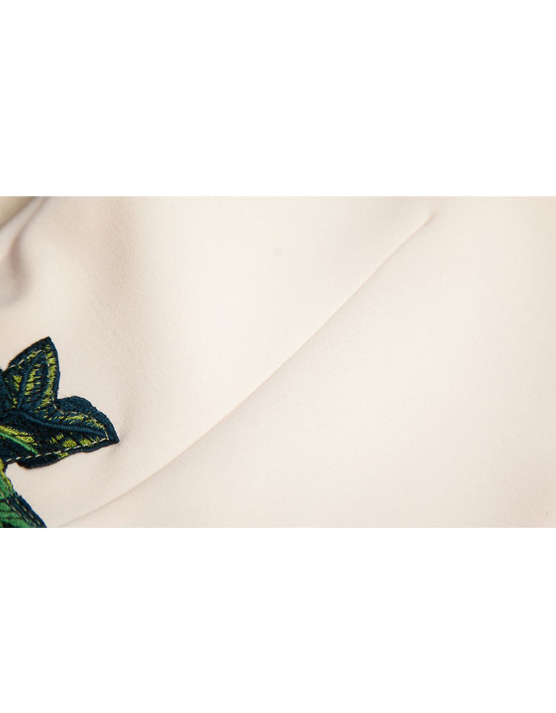 Short sleeve embroidered tailored mid-length dress (More colours)