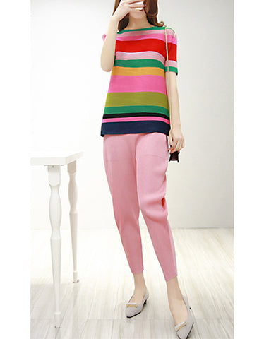 Mid-length sleeve top with pants
