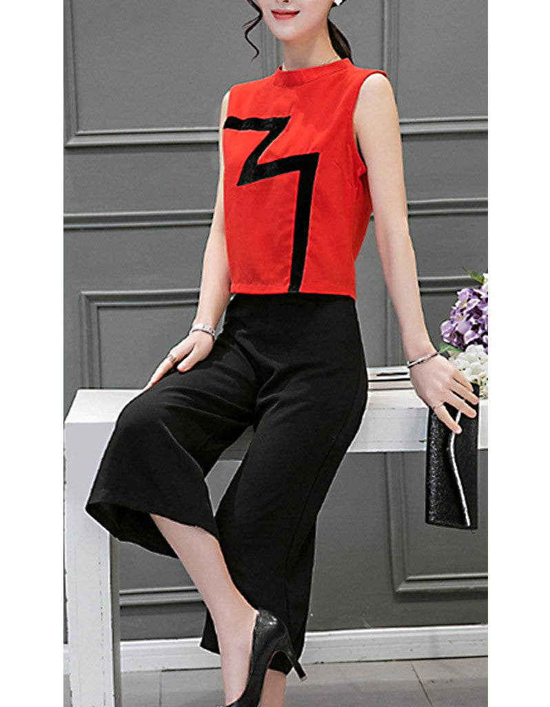 Lightning sleeveless top with mid-length culottes (More colours)