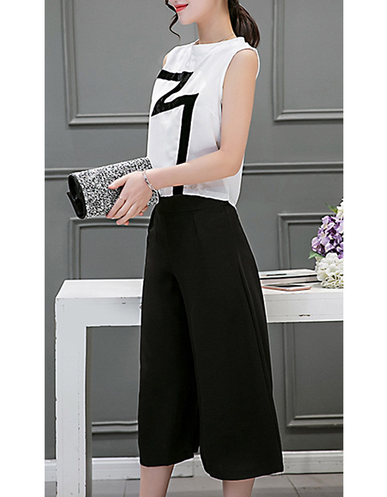 Lightning sleeveless top with mid-length culottes (More colours)