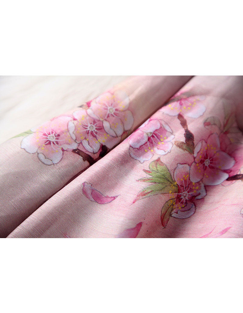 Mid-length sleeve A-line printed cheongsum