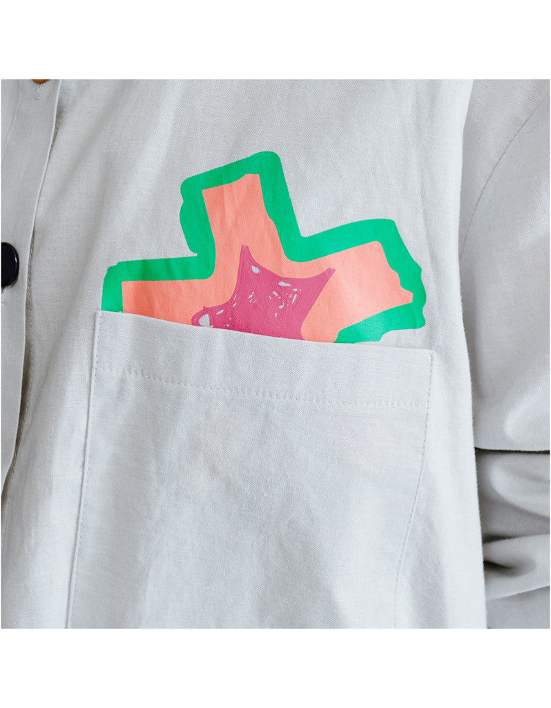 Oversized long sleeved shirt dress with patterns